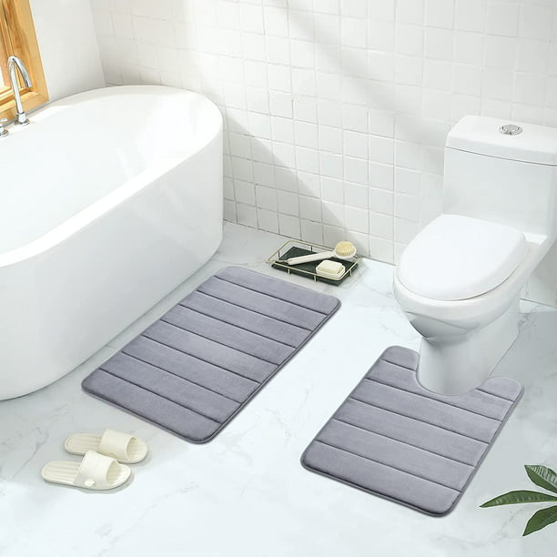 Non Slip Bath Mat Memory Foam Mats Toilet Pedestal Bathroom Shower Rug Absorbent